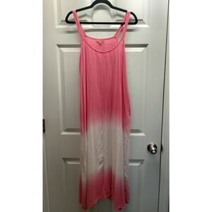 Kiwi + Punch Women's Size Large Pink & White Ombre Tie Dye Sleeveless Maxi Dress